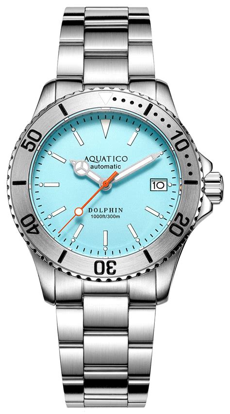 light blue diving watch.